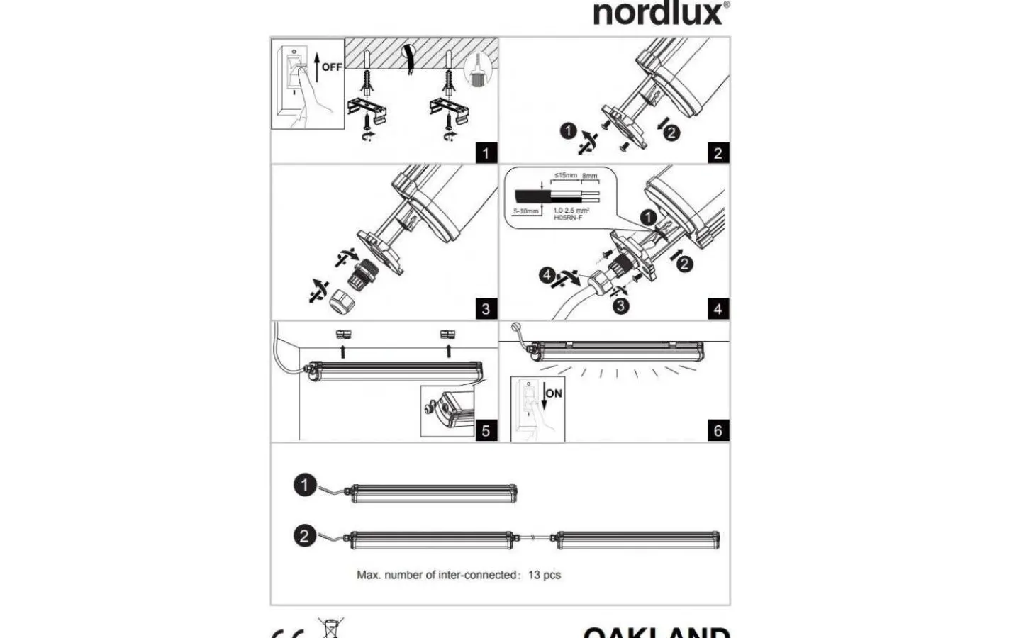 Led-Armaturer<Nordlux Oakland LED-Armatur 125cm 2100lm 22W 4000K IP65