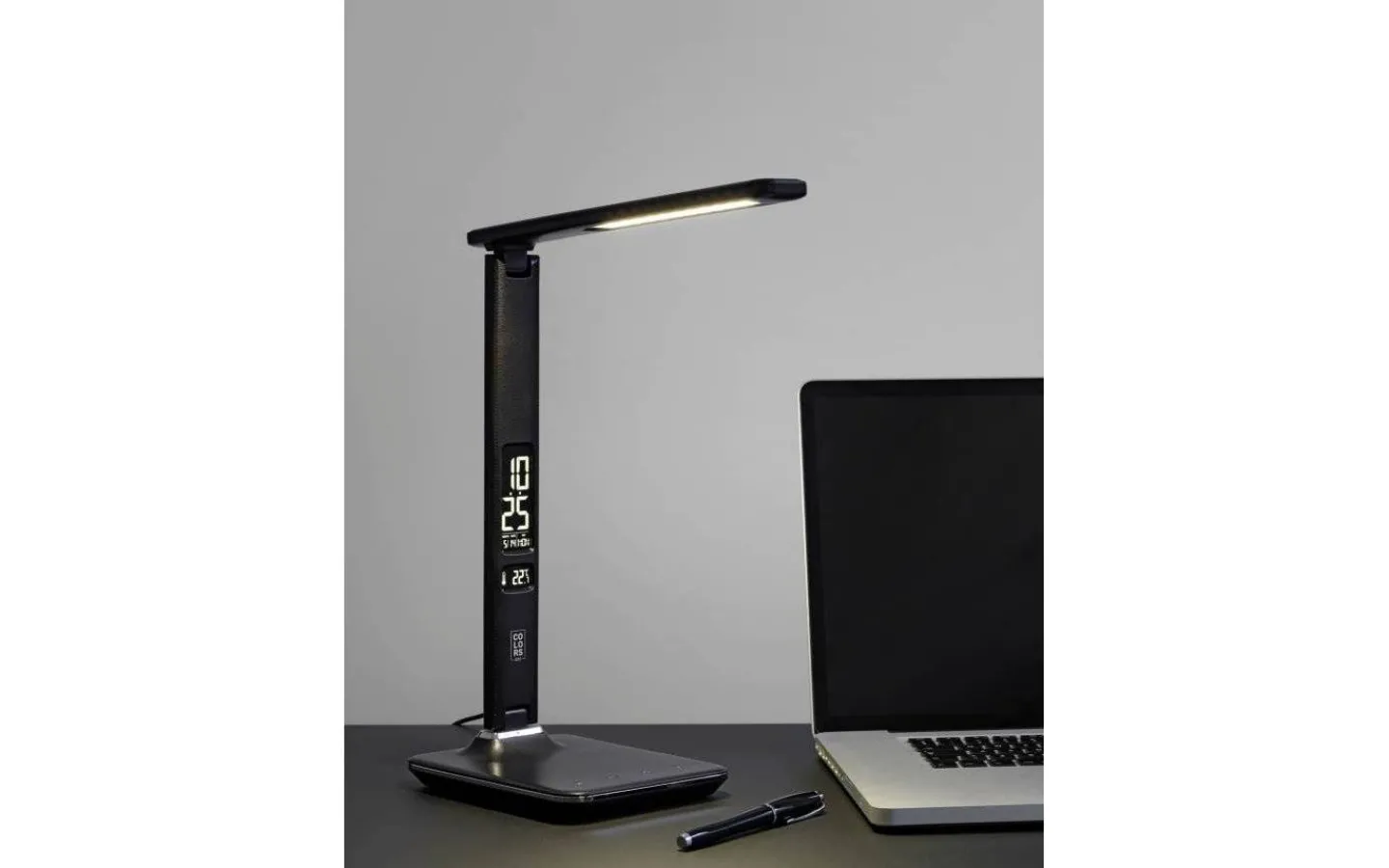 Halo Design Office Skrivbordslampa med Digital Klocka CCT-Dim 36cm Svart* Skrivbordslampor