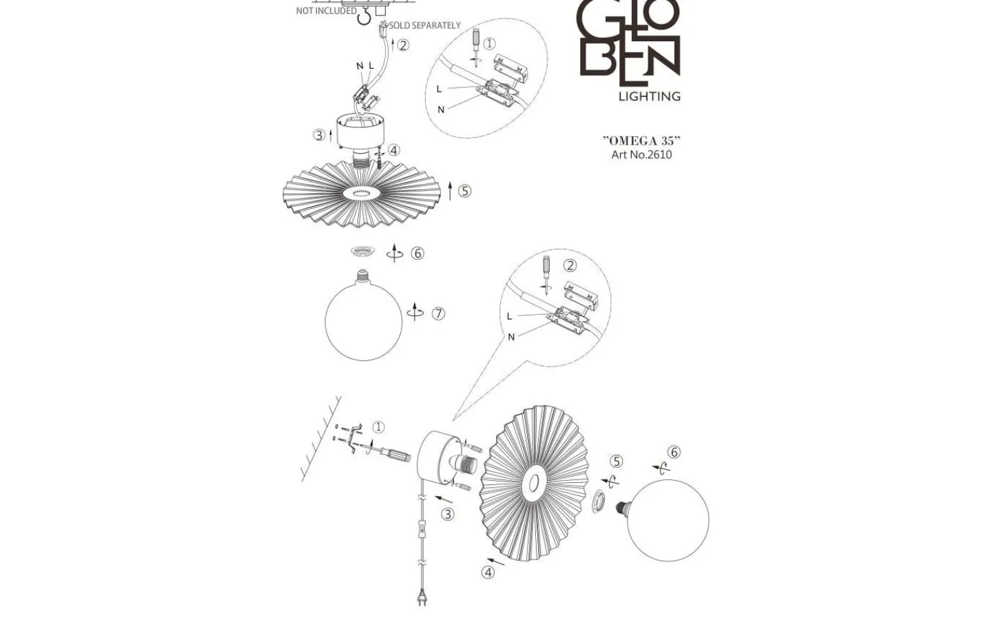 Lampetter|Plafonder<Globen Lighting Omega Plafond/Vägglampa 35cm Svart