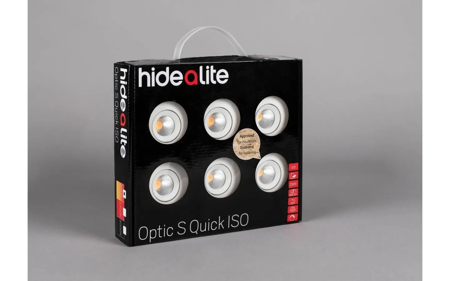 Hidealite Optic S Quick ISO 6-pack Spotlight Dim to Warm 4,5W Vit IP44* 230V Led Spotlights