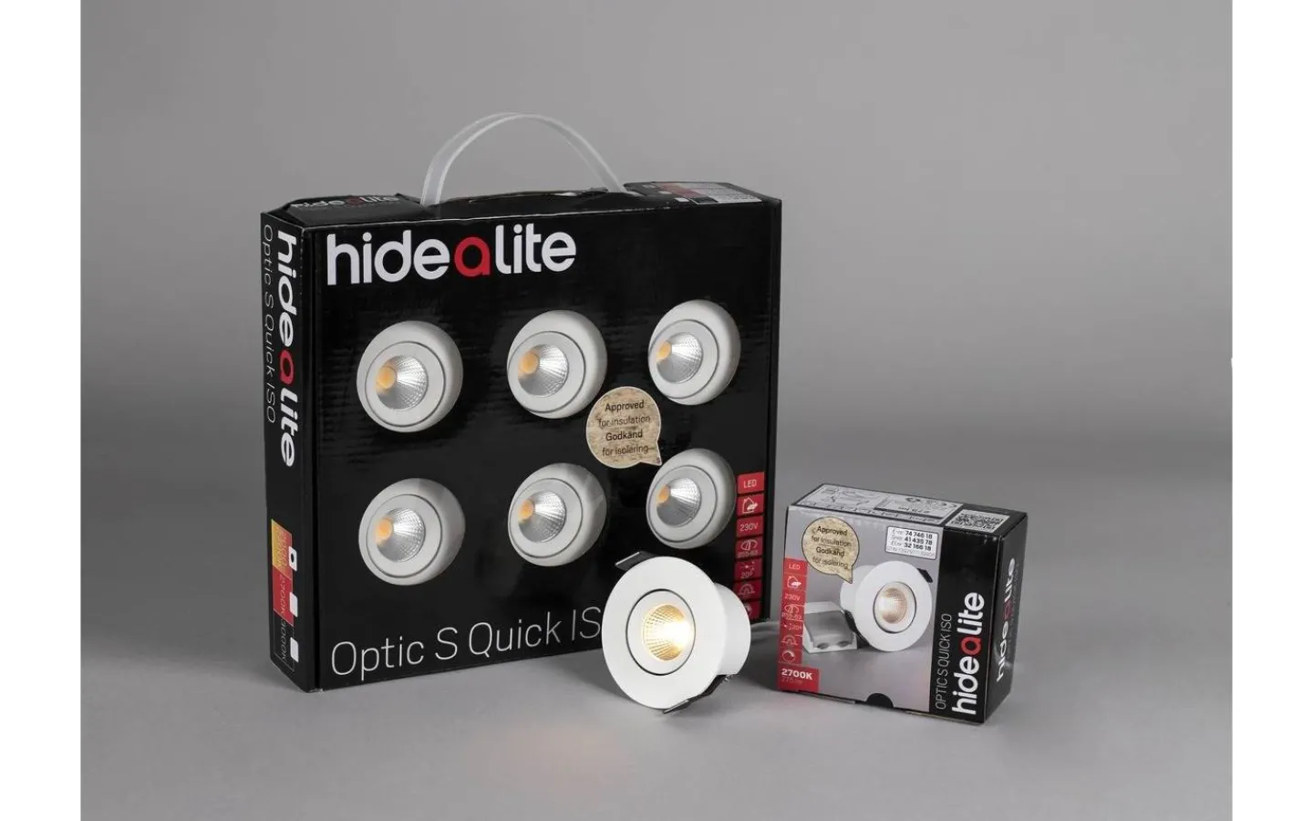 Hidealite Optic S Quick ISO 6-pack Spotlight Dim to Warm 4,5W Vit IP44* 230V Led Spotlights
