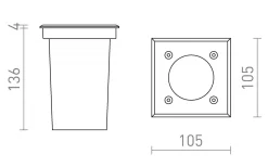 Rendl Orbu Sq Markspotlight GU10 Rostfritt Stål IP67* Markbelysning