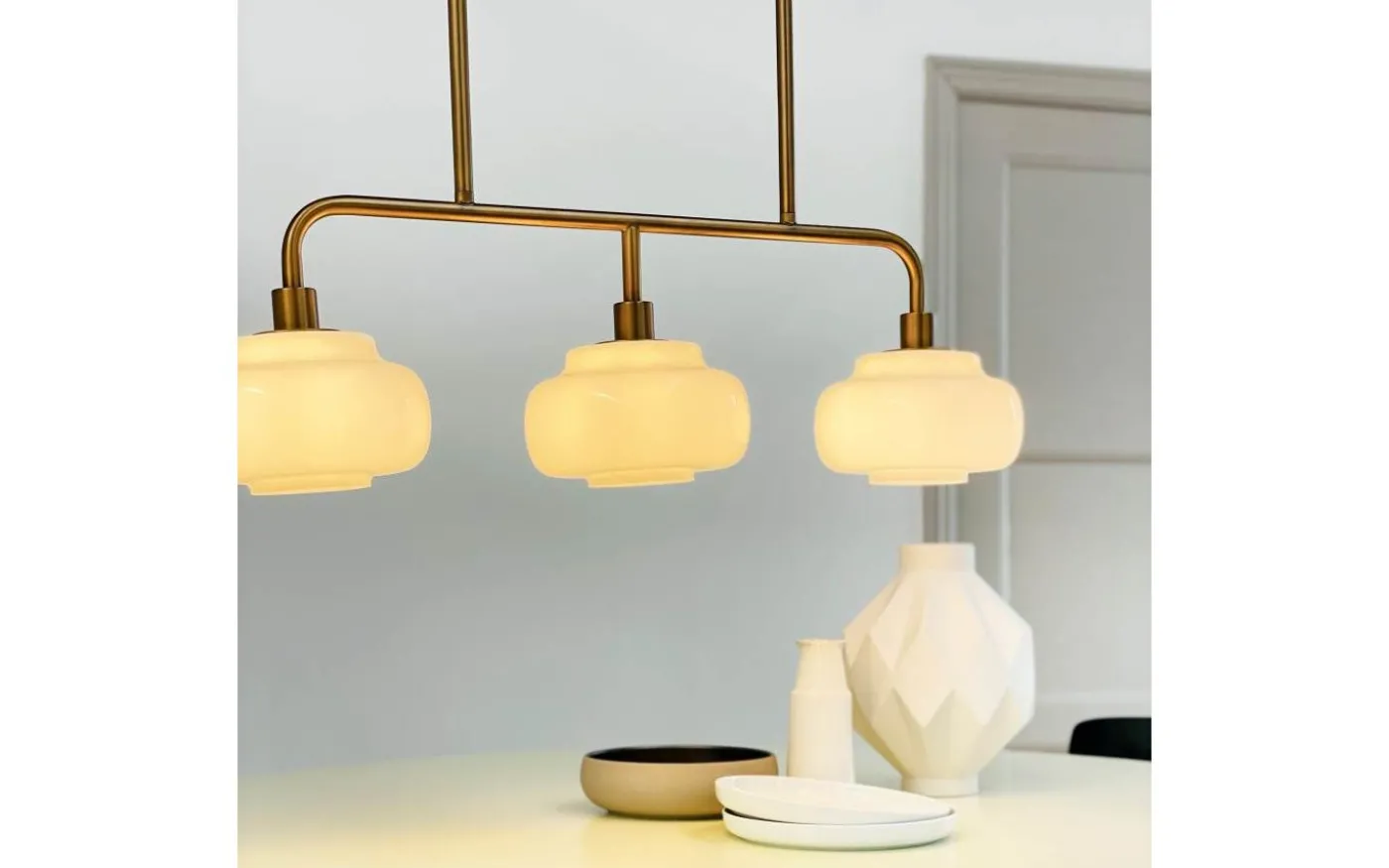 Ossett Taklampa 80cm Opal/Brons