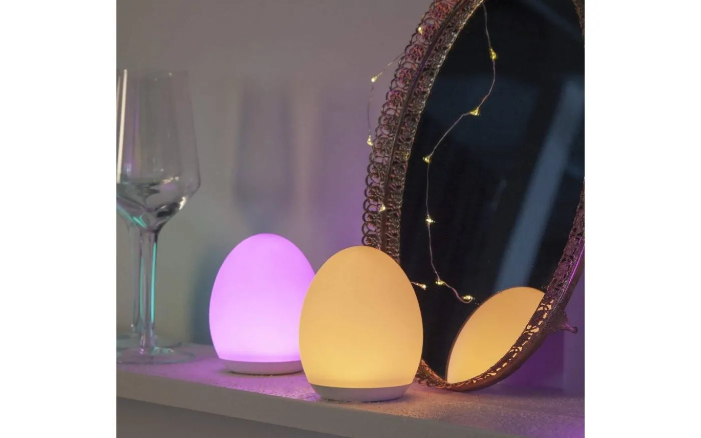 Oval Uppladdningsbar Nattlampa LED RGB+W 11cm