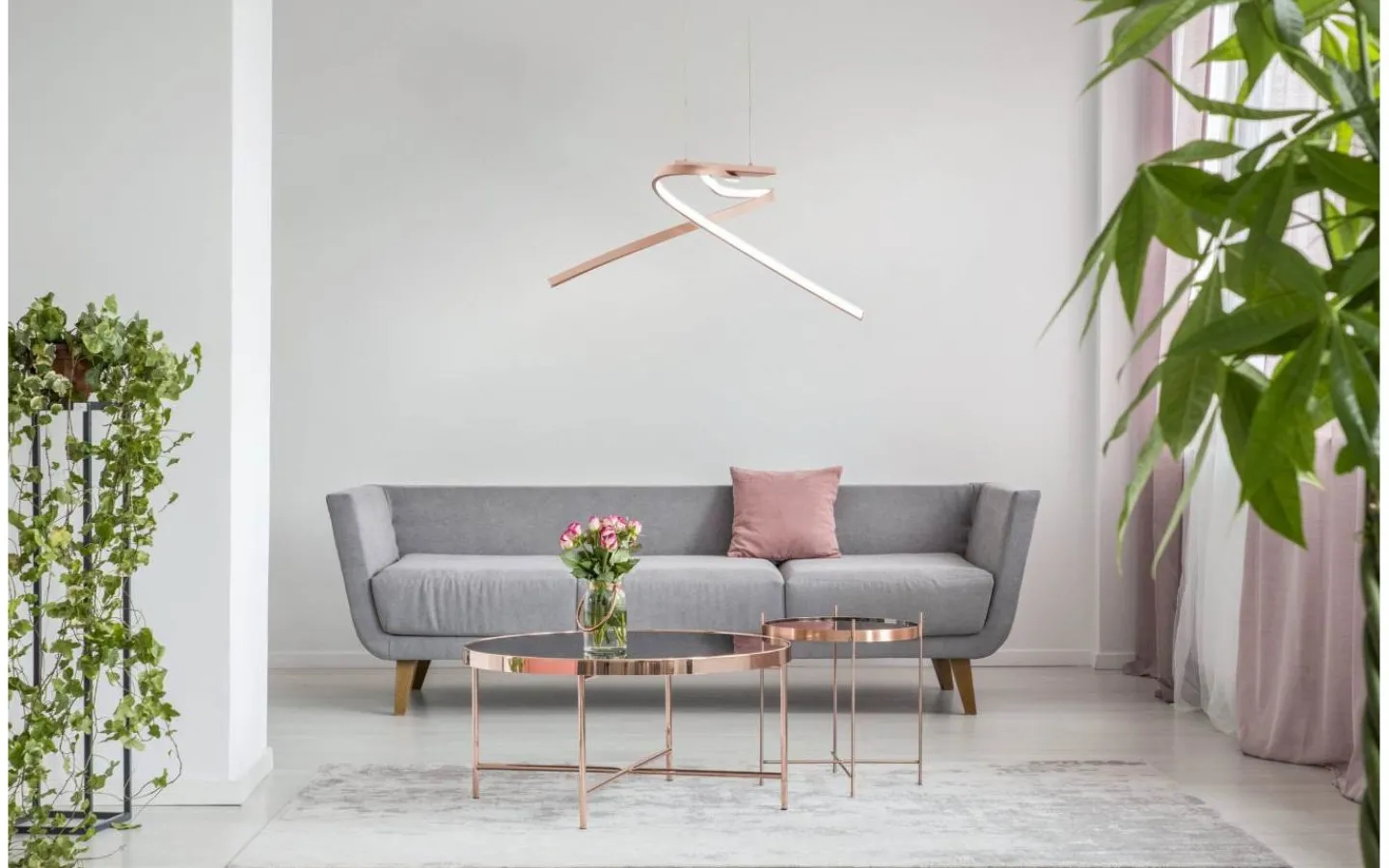 Stora Taklampor Ø70-150 Cm<Eglo Palozza Taklampa 71cm LED 3000K 19W Roséguld