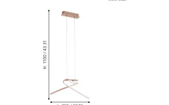 Stora Taklampor Ø70-150 Cm<Eglo Palozza Taklampa 71cm LED 3000K 19W Roséguld