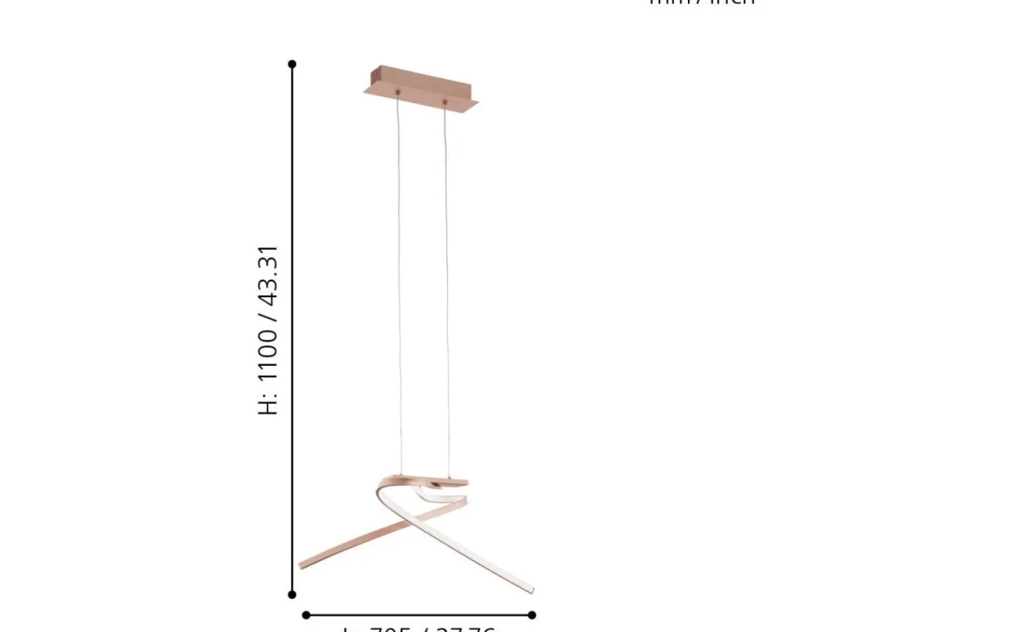 Stora Taklampor Ø70-150 Cm<Eglo Palozza Taklampa 71cm LED 3000K 19W Roséguld