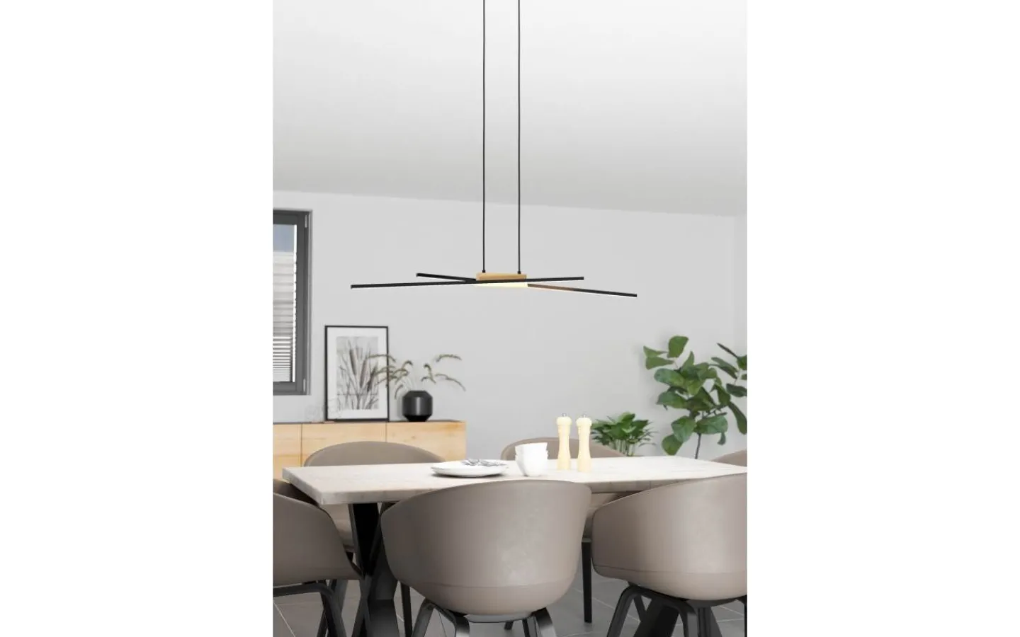 Eglo Panagria Taklampa 94cm LED 3000K 2x13W Svart/Natur* Avlånga Taklampor