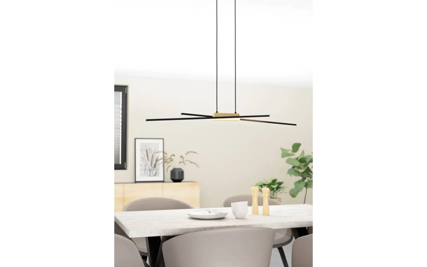 Eglo Panagria Taklampa 94cm LED 3000K 2x13W Svart/Natur* Avlånga Taklampor