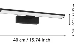 Badrumslampor Vägg<Eglo Pandella 1 Spegelbelysning 40cm LED 4000K 7,4W Svart IP44