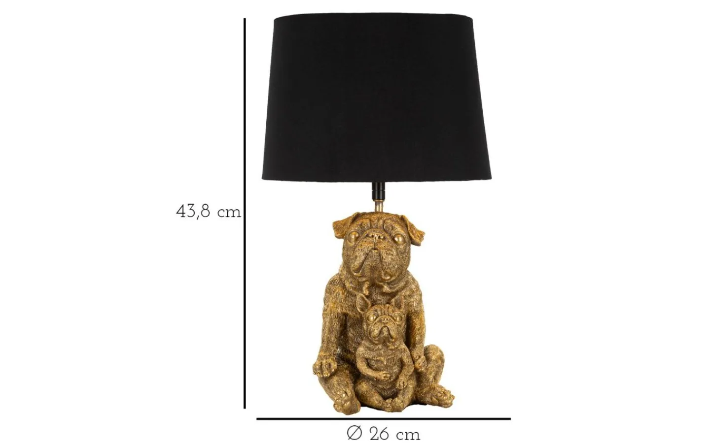 Mauro Ferretti Paolo Bordslampa Hundar 43,8cm Guld/Svart* Bordslampor