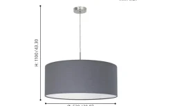 Eglo Pasteri Taklampa 53cm Grå/Nickel* Stora Taklampor Ø50-69 Cm