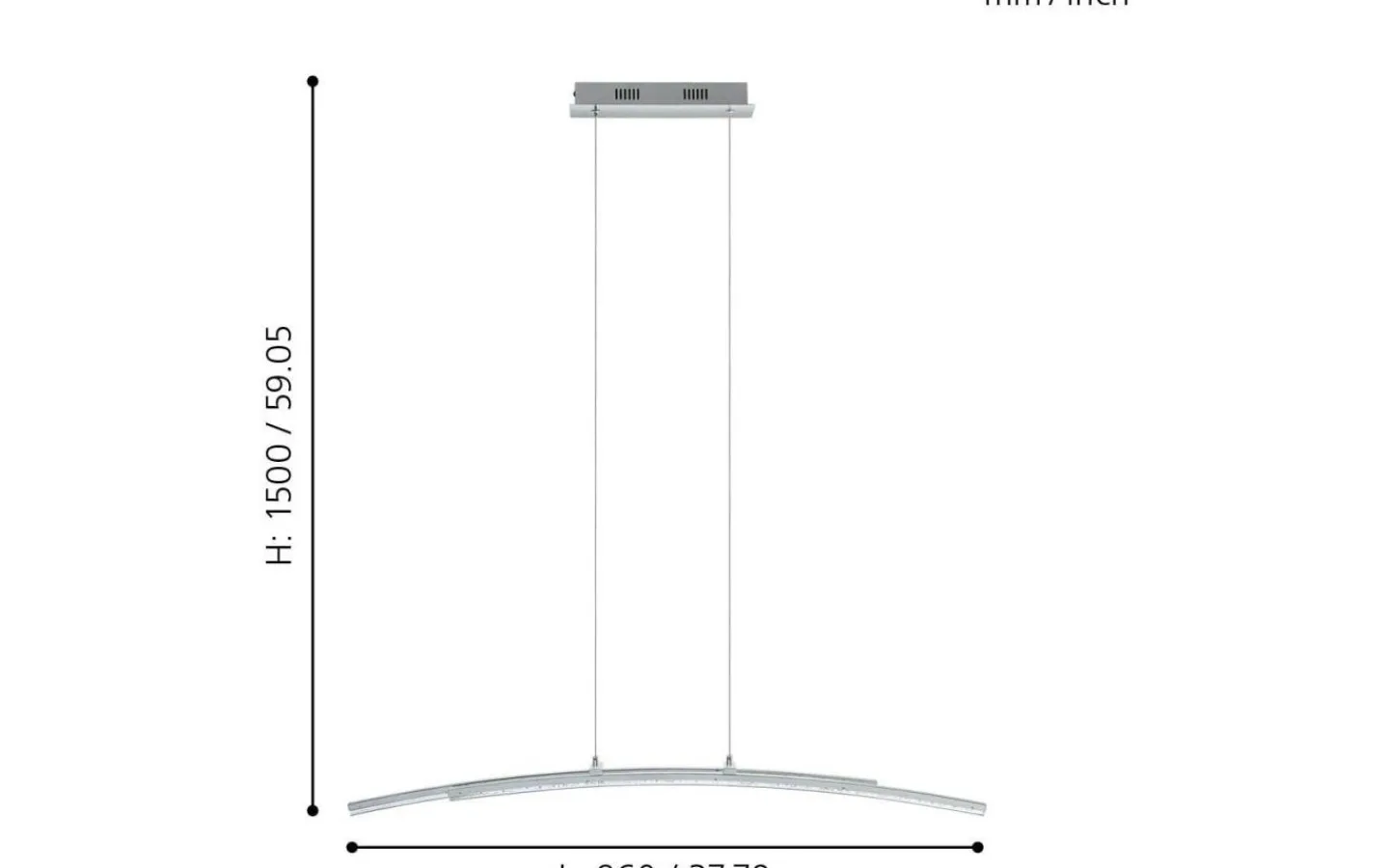 Eglo Pertini Taklampa 96cm LED 3000K 2x10,8W Krom* Avlånga Taklampor