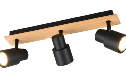 Reality Pierre Spotlight 3-delad matt svart/trä* Avlånga Takspotlights|Takspot Med 3 Lampor