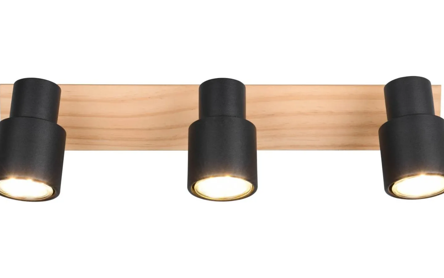 Reality Pierre Spotlight 3-delad matt svart/trä* Avlånga Takspotlights|Takspot Med 3 Lampor