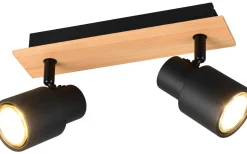 Takspot Med 2 Lampor<Reality Pierre Spotlight 2-delat matt svart/trä