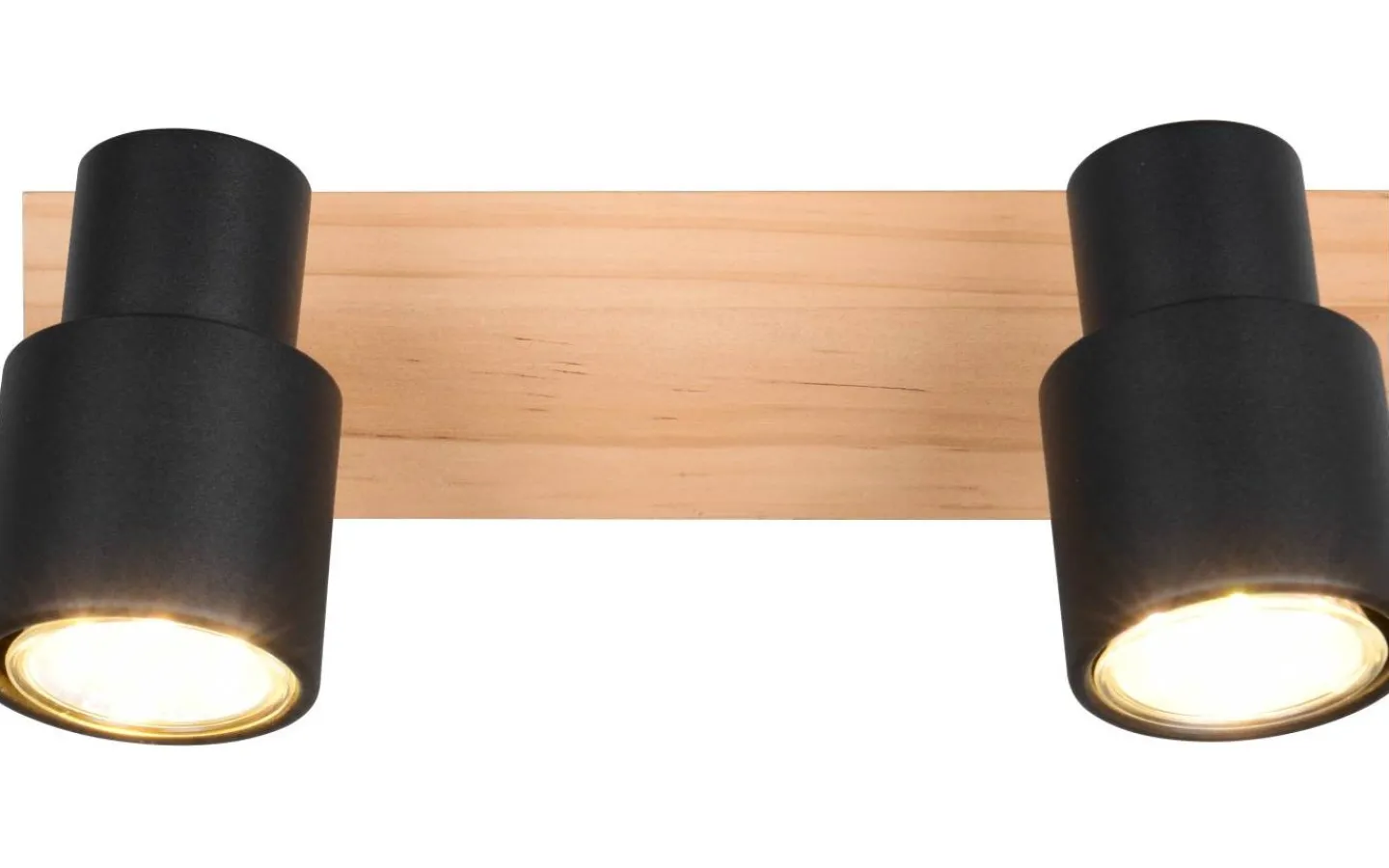 Takspot Med 2 Lampor<Reality Pierre Spotlight 2-delat matt svart/trä