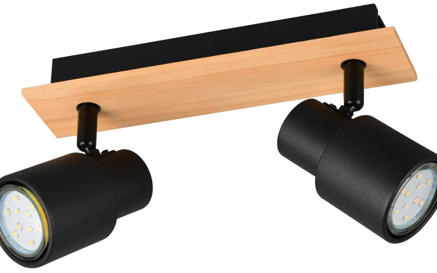 Takspot Med 2 Lampor<Reality Pierre Spotlight 2-delat matt svart/trä