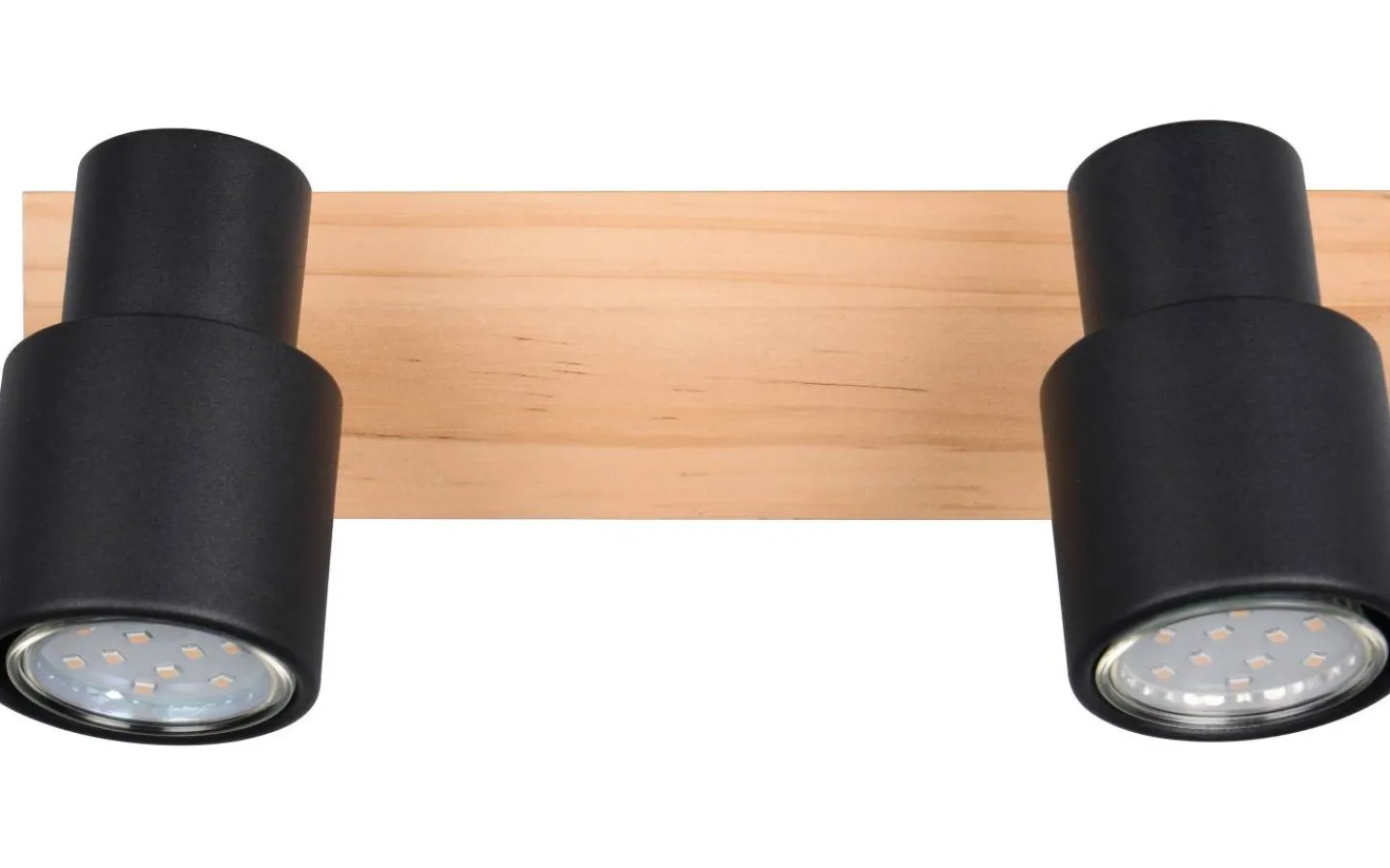 Takspot Med 2 Lampor<Reality Pierre Spotlight 2-delat matt svart/trä