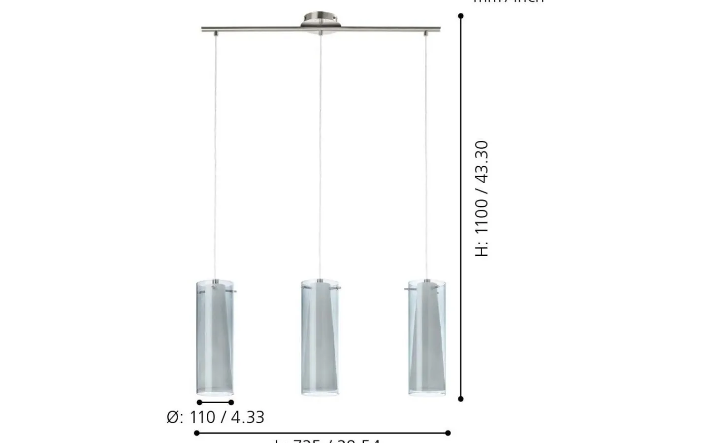 Eglo Pinto Taklampa 73cm Smoke* Avlånga Taklampor