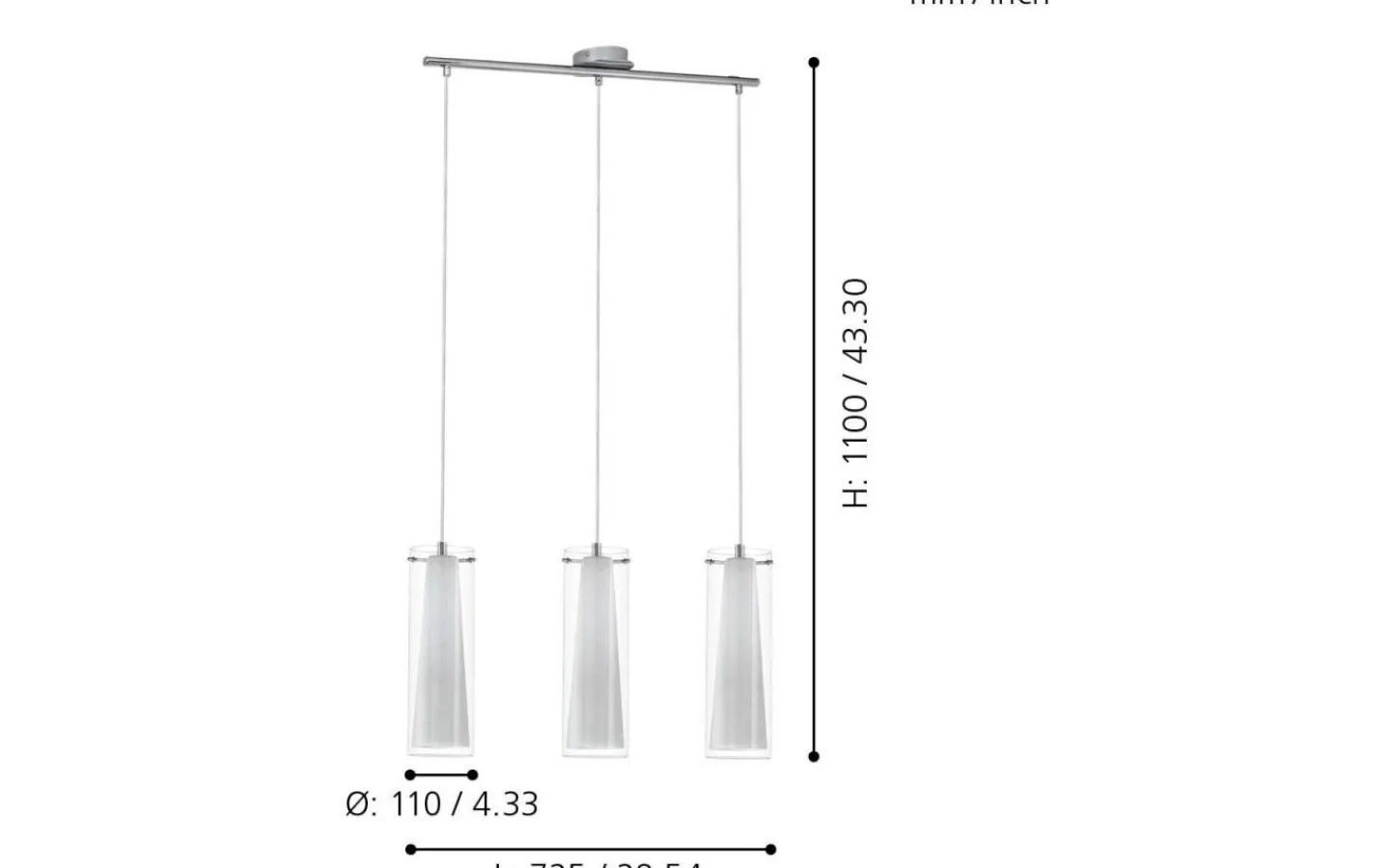 Eglo Pinto Taklampa 73cm Vit* Avlånga Taklampor