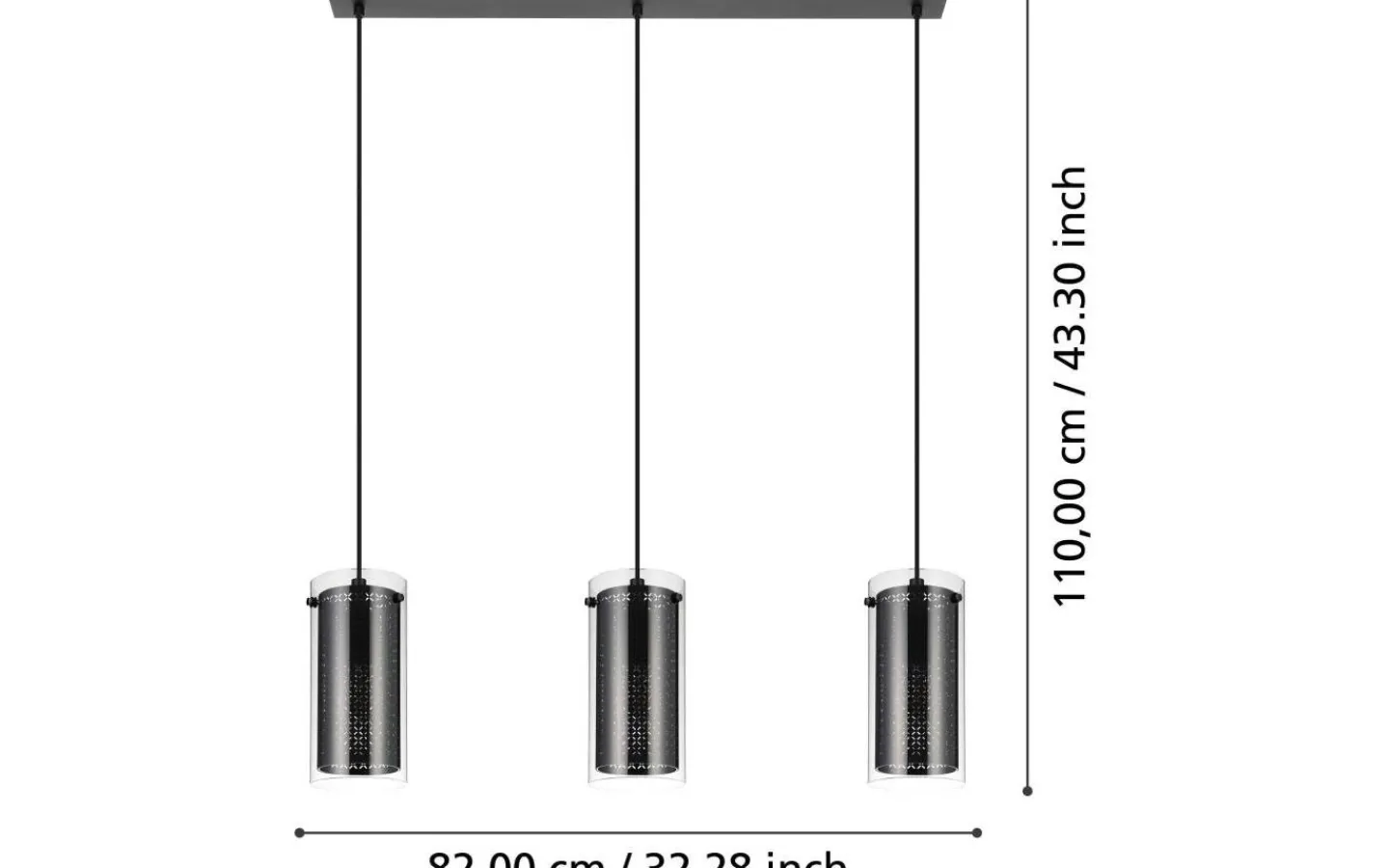 Eglo Pinto Textil 1 Taklampa 82cm Svart* Avlånga Taklampor