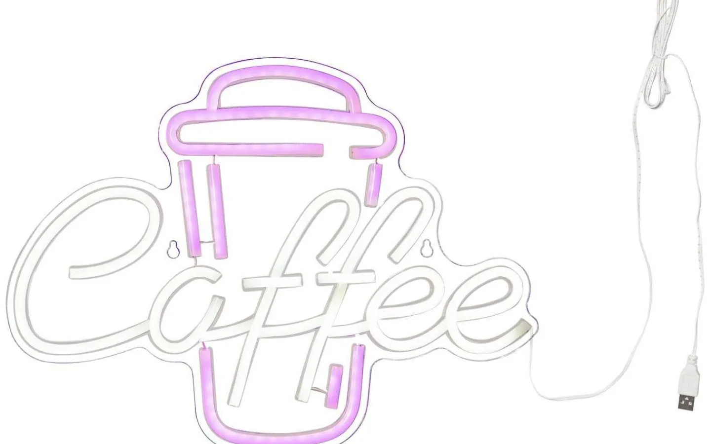 Inomhusdekorationer 230V<Star Trading Plexy Neonskylt Coffee 40cm Rosa/Vit