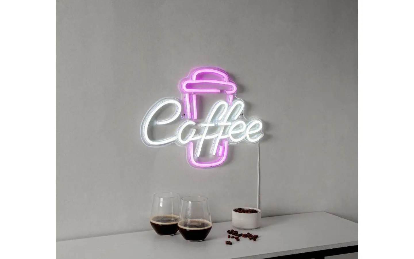 Inomhusdekorationer 230V<Star Trading Plexy Neonskylt Coffee 40cm Rosa/Vit