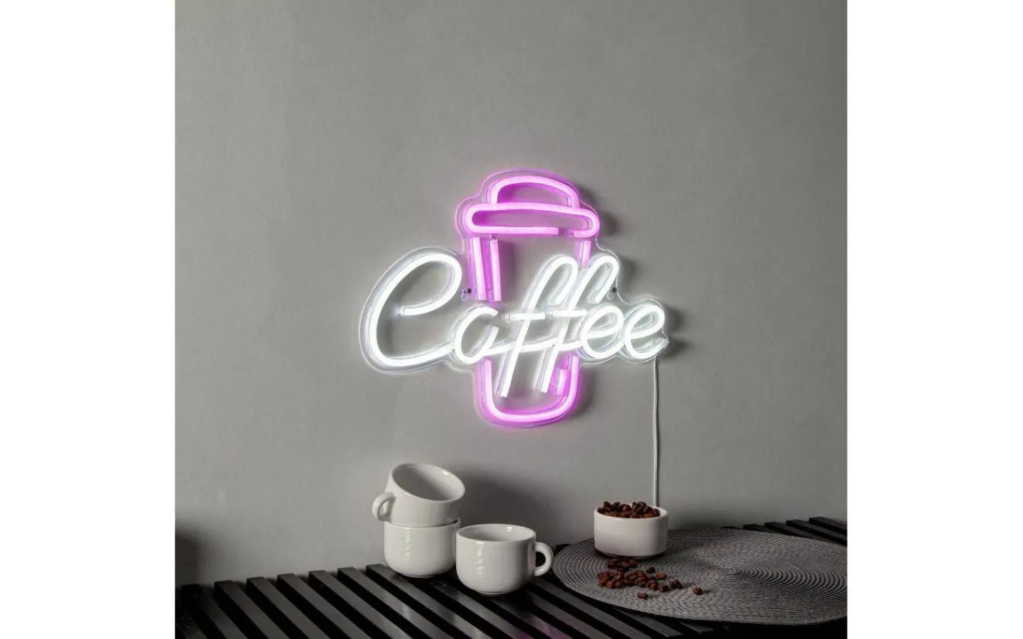 Inomhusdekorationer 230V<Star Trading Plexy Neonskylt Coffee 40cm Rosa/Vit