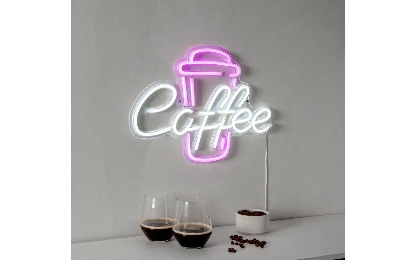 Inomhusdekorationer 230V<Star Trading Plexy Neonskylt Coffee 40cm Rosa/Vit