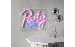 Plexy Neonskylt Party Time 48cm Rosa/Blå