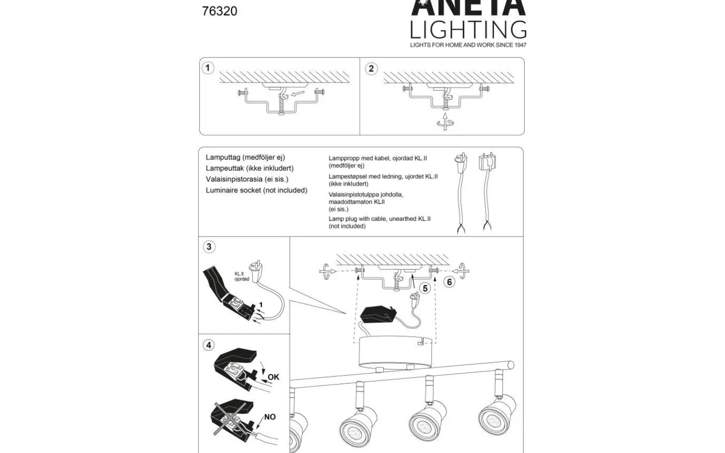 Avlånga Takspotlights|Takspot Med Minst 4 Lampor<Aneta Pluto Takspotlight 60cm LED 4x5W 3000K Vit