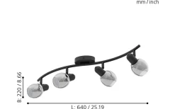 Eglo Pollica Takspotlight 64cm Svart* Avlånga Takspotlights|Takspot Med Minst 4 Lampor