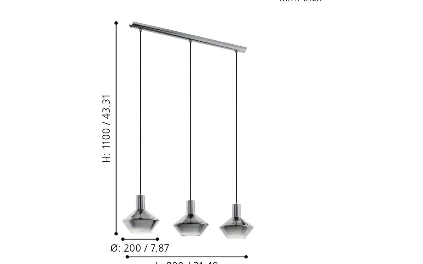 Eglo Ponzano Taklampa 80cm Smoke* Avlånga Taklampor