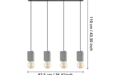 Eglo Prestwick 3 Taklampa 93cm Grå* Avlånga Taklampor