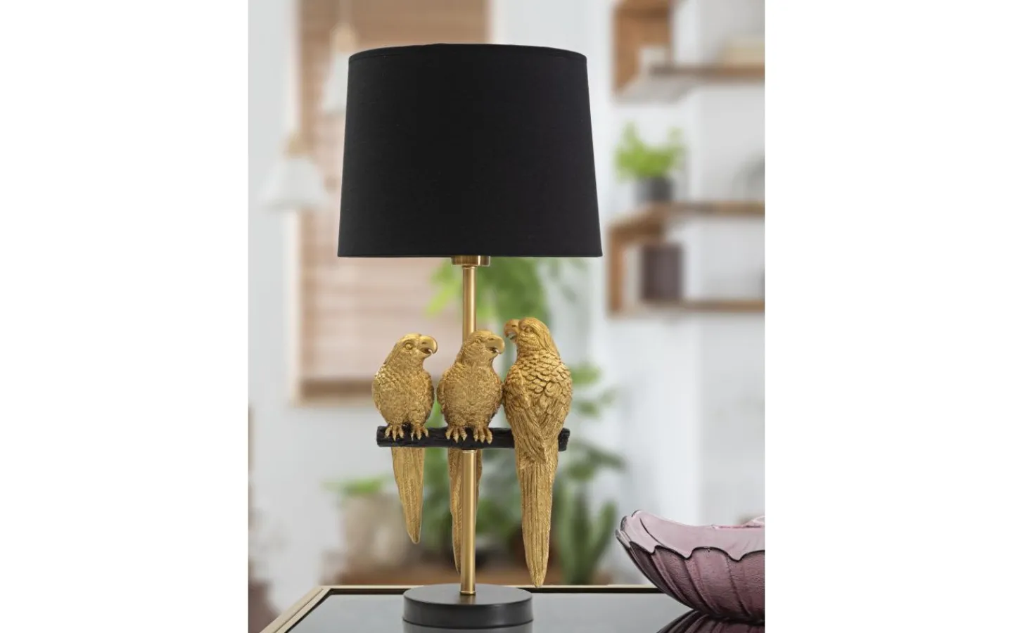 Mauro Ferretti Punto Bordslampa Papegojor 62,5cm Guld/Svart* Bordslampor