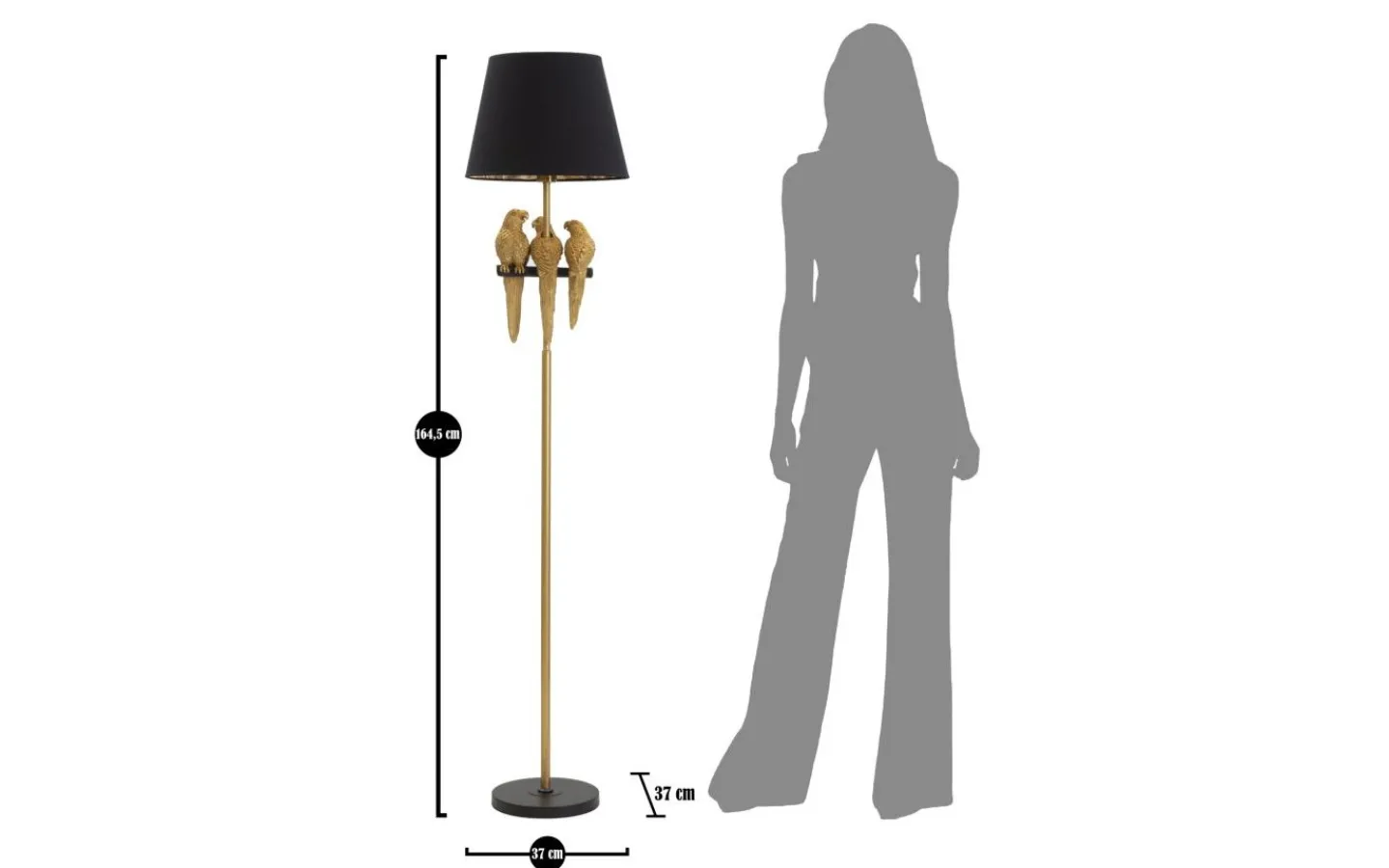 Mauro Ferretti Punto Golvlampa Papegojor 164,5cm Guld/Svart* Golvlampor