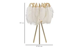 Quinto Bordslampa Fjäderställ 60cm Vit/Guld