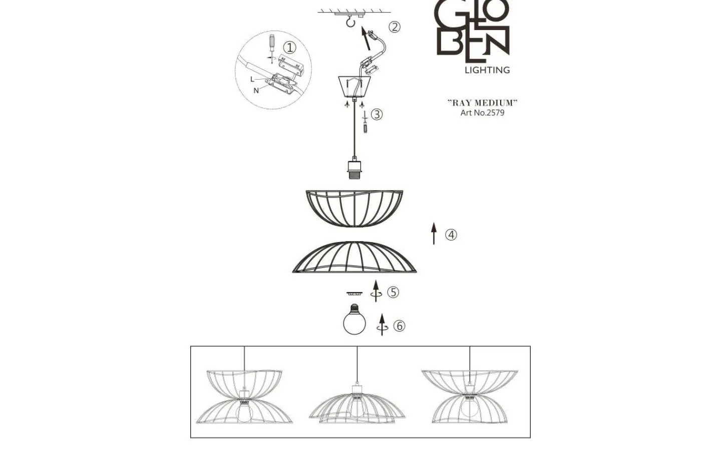 Globen Lighting Ray Taklampa 45cm E27 Vit* Vardagsrum|Sovrum