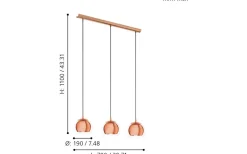 Eglo Rocamar Taklampa 78cm Koppar* Avlånga Taklampor
