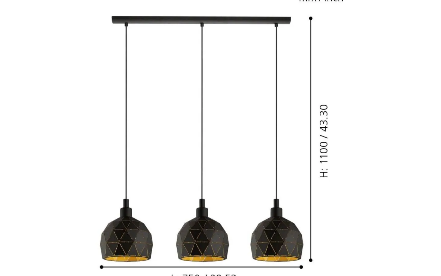 Eglo Roccaforte Taklampa 75cm Svart/Guld* Avlånga Taklampor