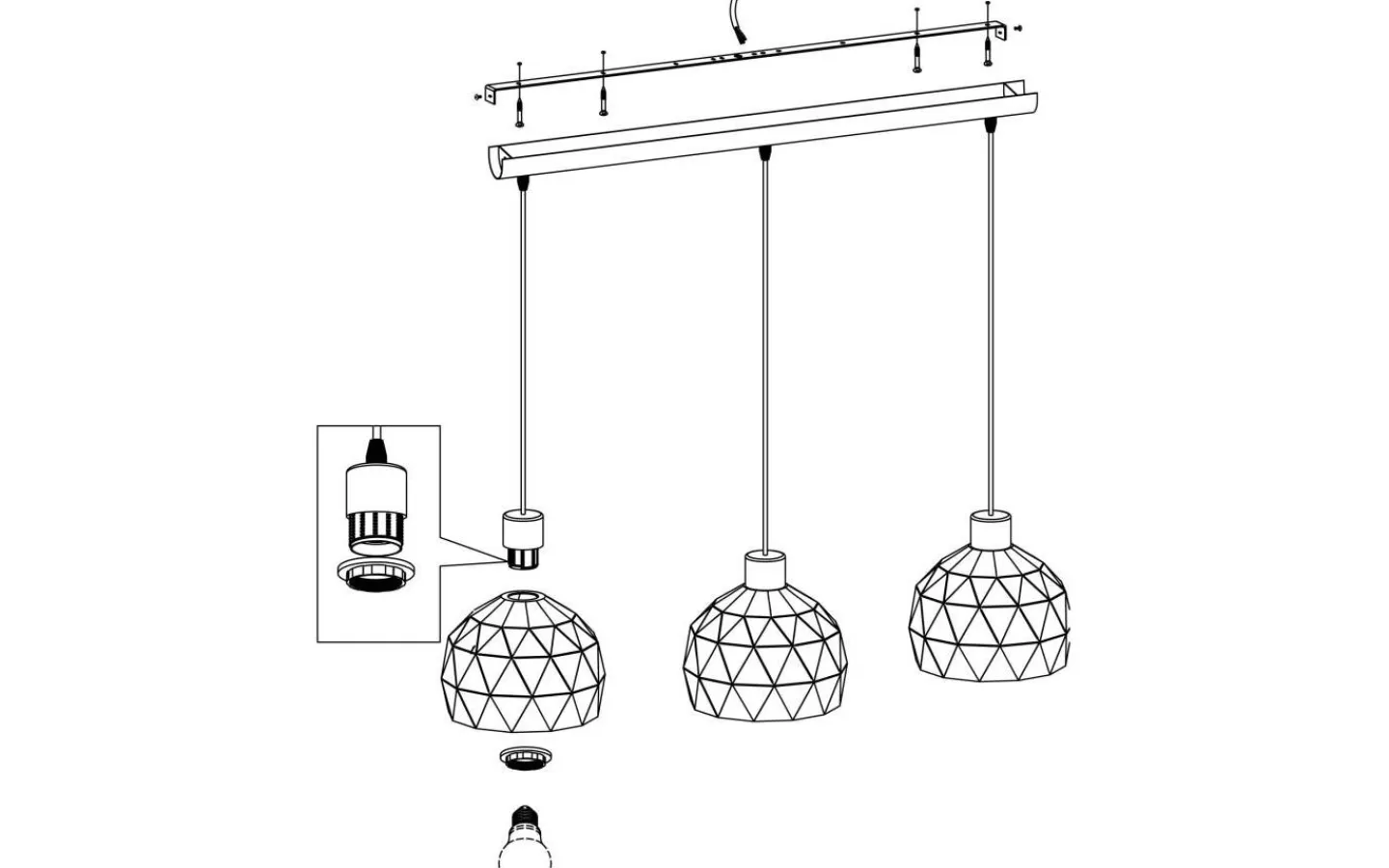 Eglo Roccaforte Taklampa 75cm Svart/Guld* Avlånga Taklampor