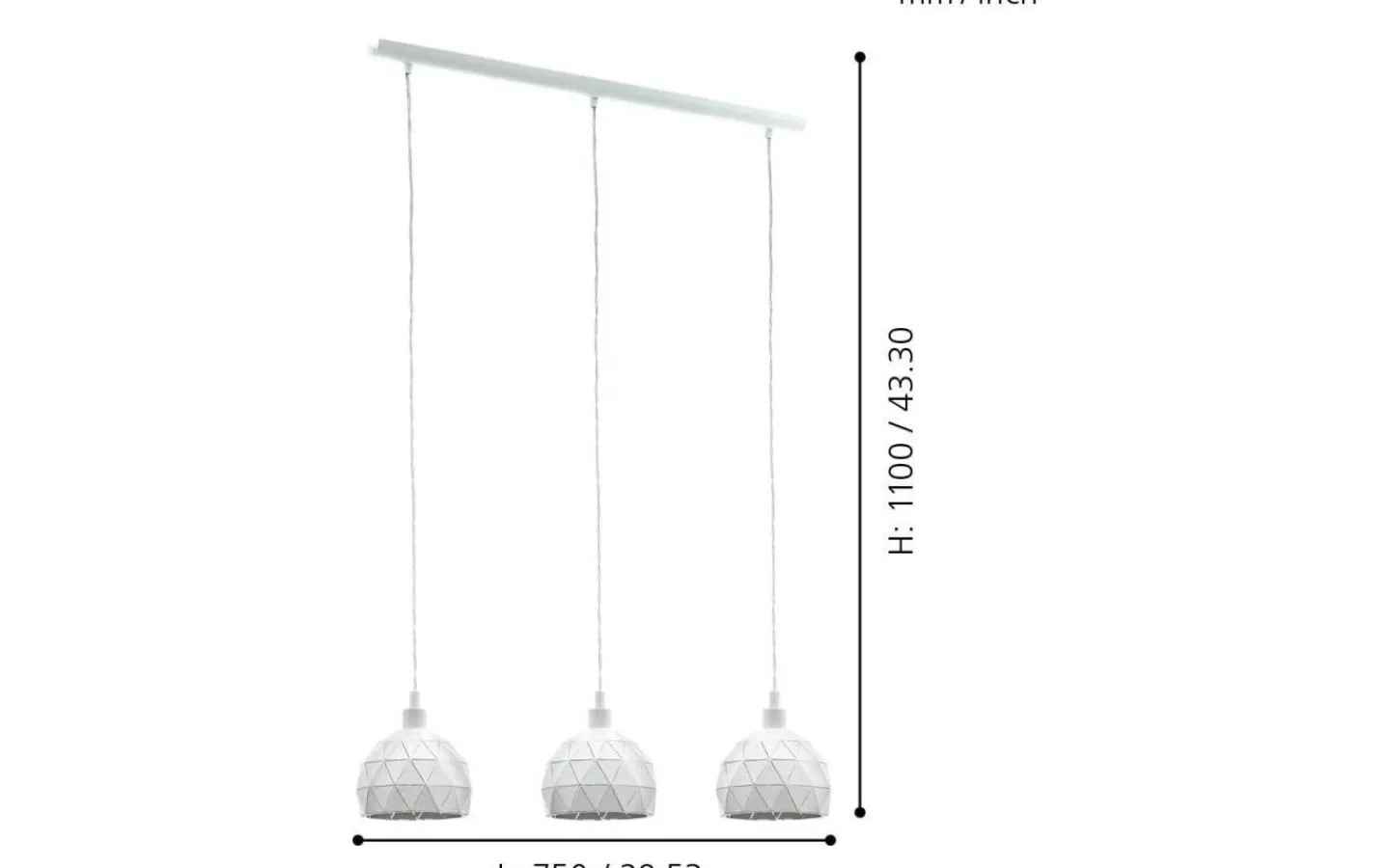 Avlånga Taklampor<Eglo Roccaforte Taklampa 75cm Vit