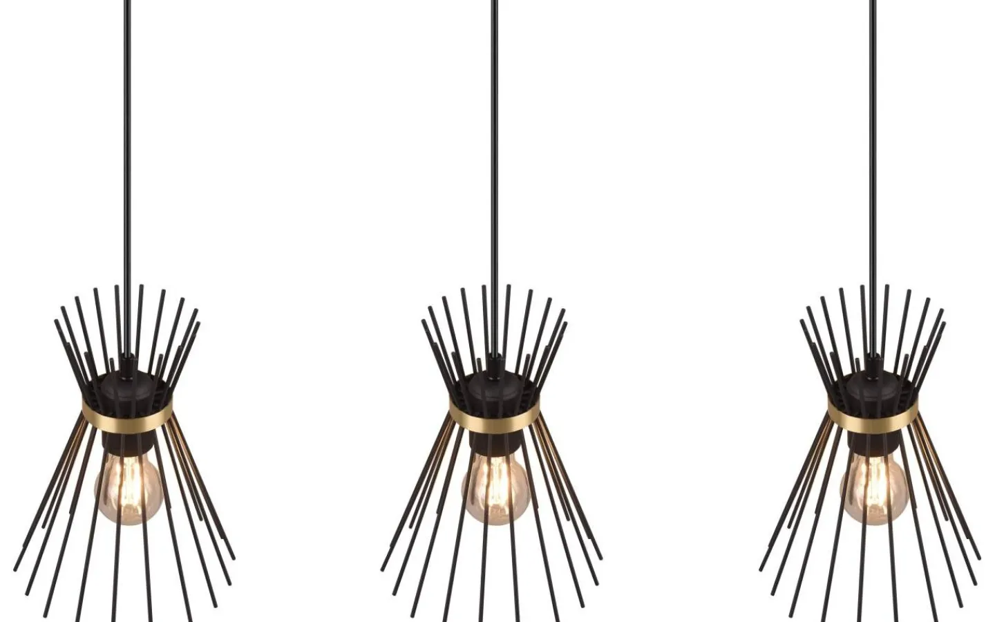 Reality Rod Taklampa 3-delat E27 svart/guld* Avlånga Taklampor