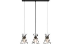 Reality Rod Taklampa 3-delat E27 svart/guld* Avlånga Taklampor