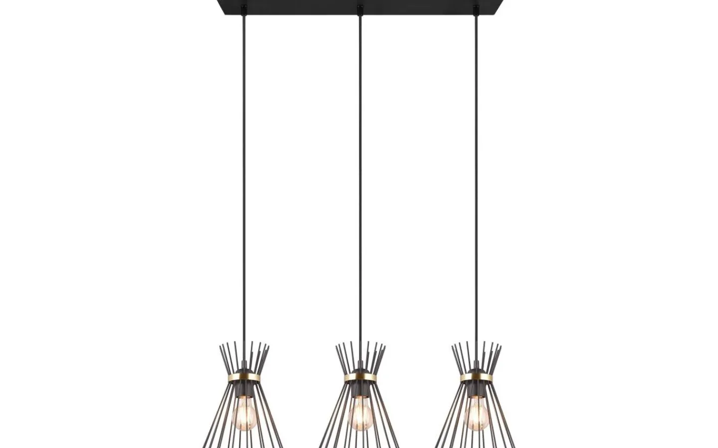 Reality Rod Taklampa 3-delat E27 svart/guld* Avlånga Taklampor