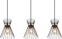 Reality Rod Taklampa 3-delat E27 svart/guld* Avlånga Taklampor