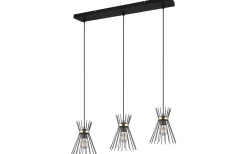 Reality Rod Taklampa 3-delat E27 svart/guld* Avlånga Taklampor