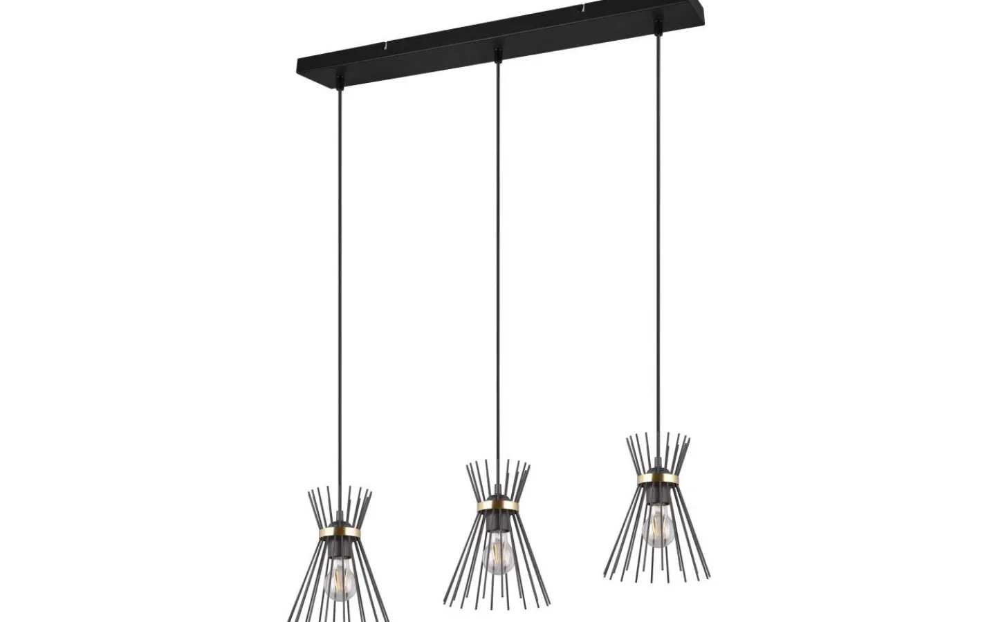 Reality Rod Taklampa 3-delat E27 svart/guld* Avlånga Taklampor