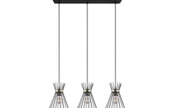 Reality Rod Taklampa 3-delat E27 svart/guld* Avlånga Taklampor